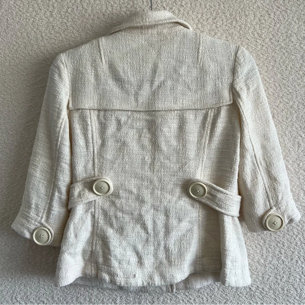 Tory Burch Women’s Cream White‎ Tweed Buttons Coat Blazer Size 2